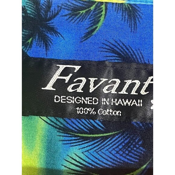 Favant Shirt Men 3X Blue Hawaiian Tropical Volcano Floral Aloha Retro Resort - Picture 2 of 14